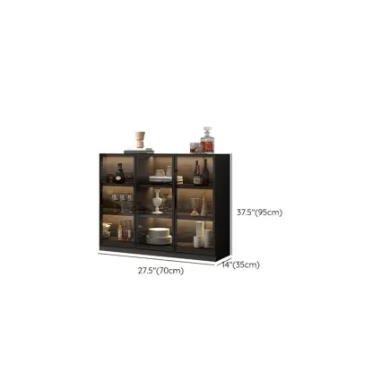 Modern Black Wooden Sideboard with Glass Doors Image - 23