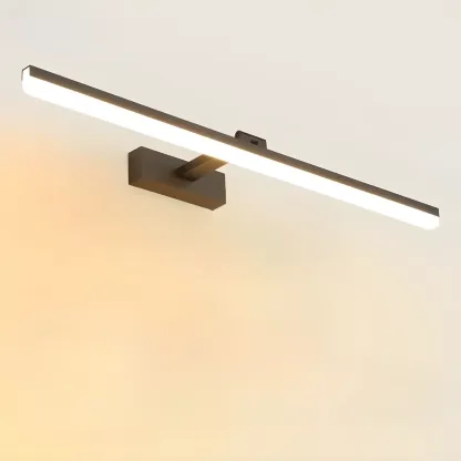Edge Sleek Black LED Linear Vanity Light for Bathroom Mirror Image - 39