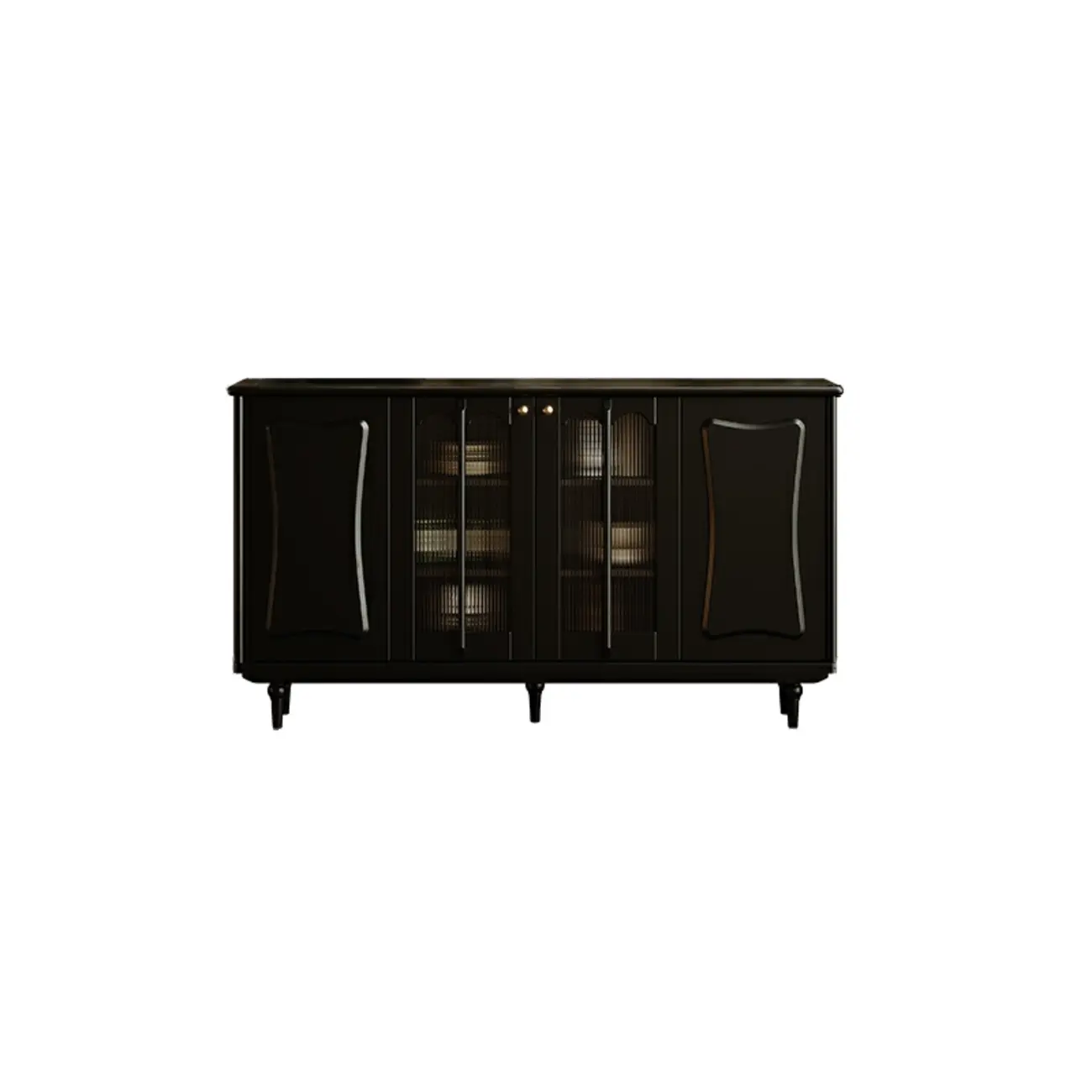 Elegant Black Wooden Buffet Table with Shelves Image - 5 | homeyfad