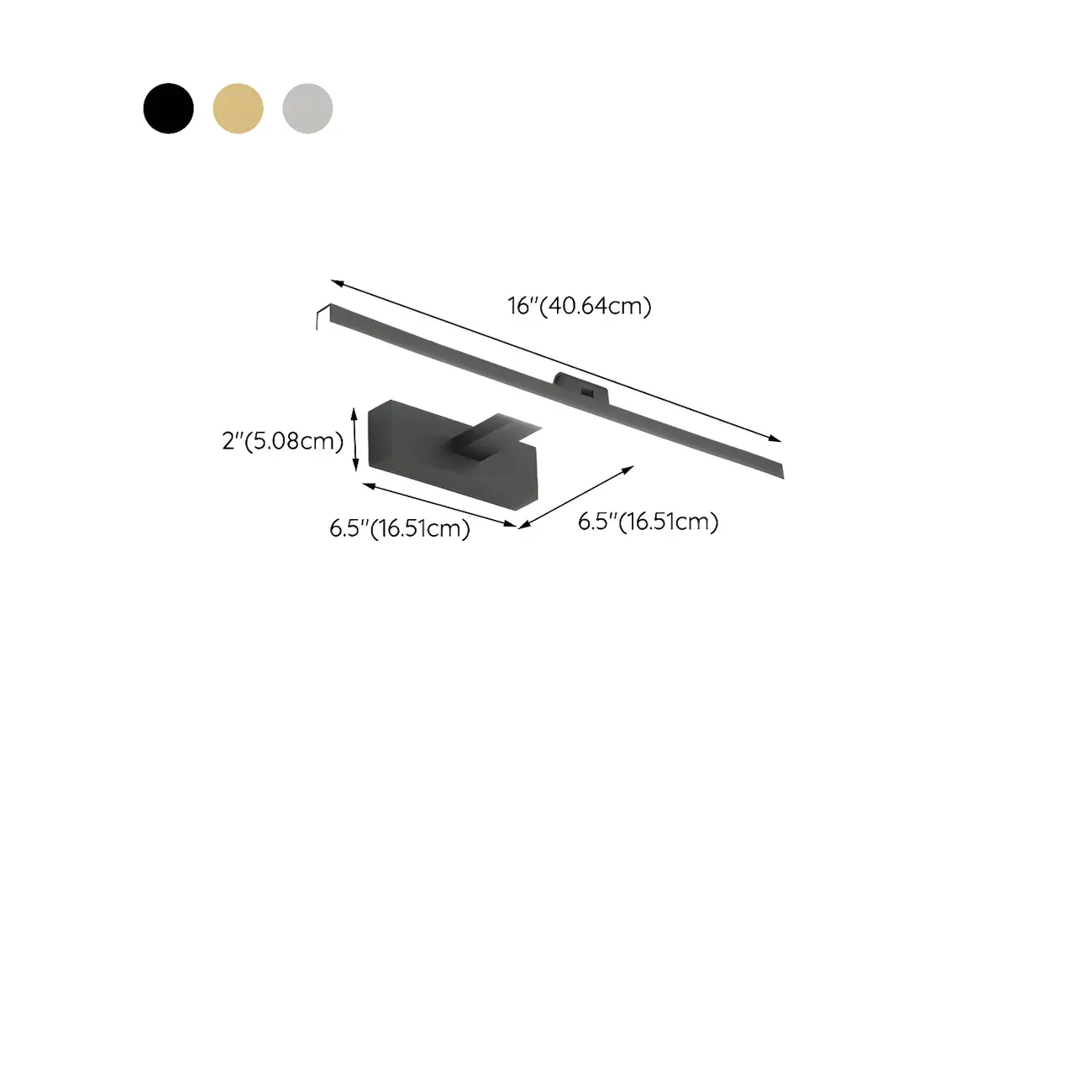 Edge Sleek Black LED Linear Vanity Light for Bathroom Mirror #size