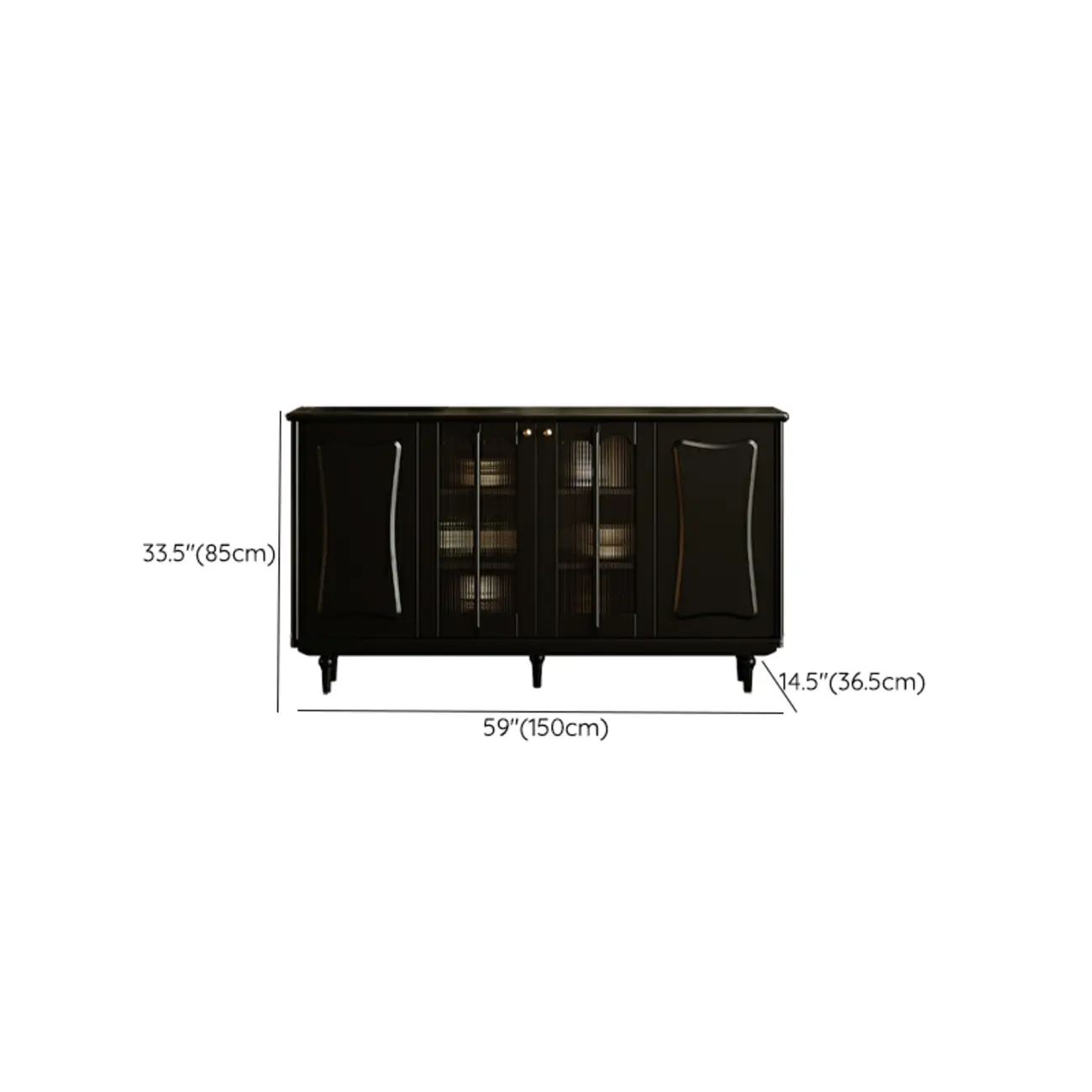 Elegant Black Wooden Buffet Table with Shelves Image - 15 | homeyfad