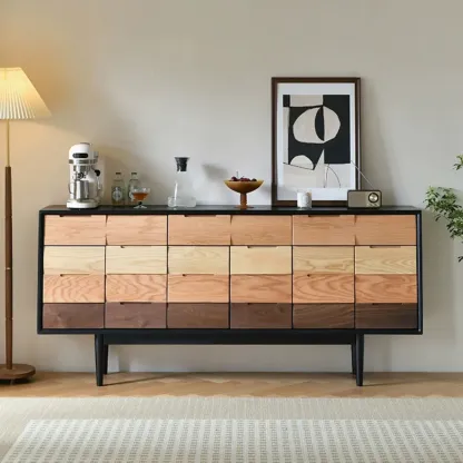 Modern Multi-Tone Wooden Sideboard with Storage & Cabinet  Image - 1