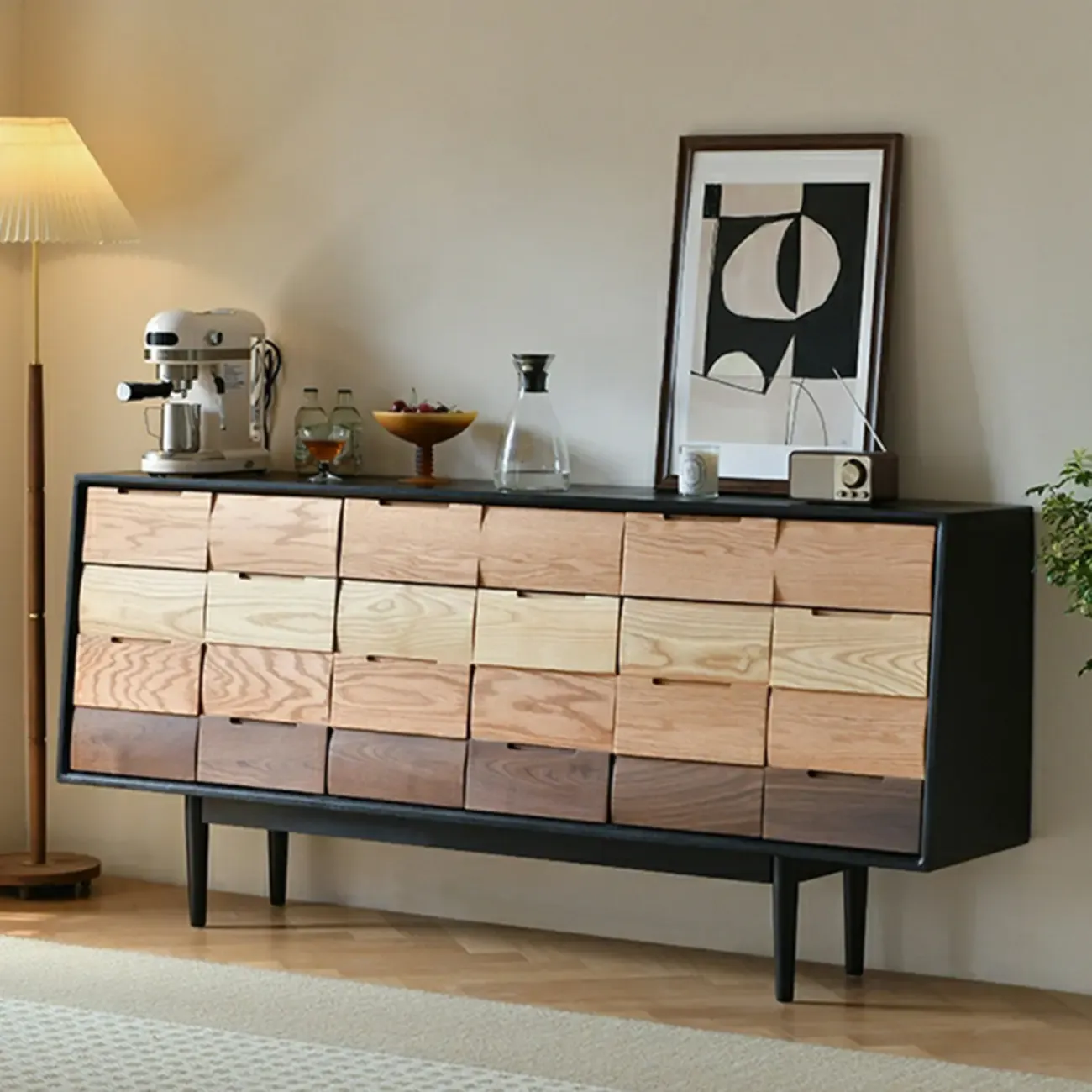 Modern Multi-Tone Wooden Sideboard with Storage & Cabinet  Image - 6