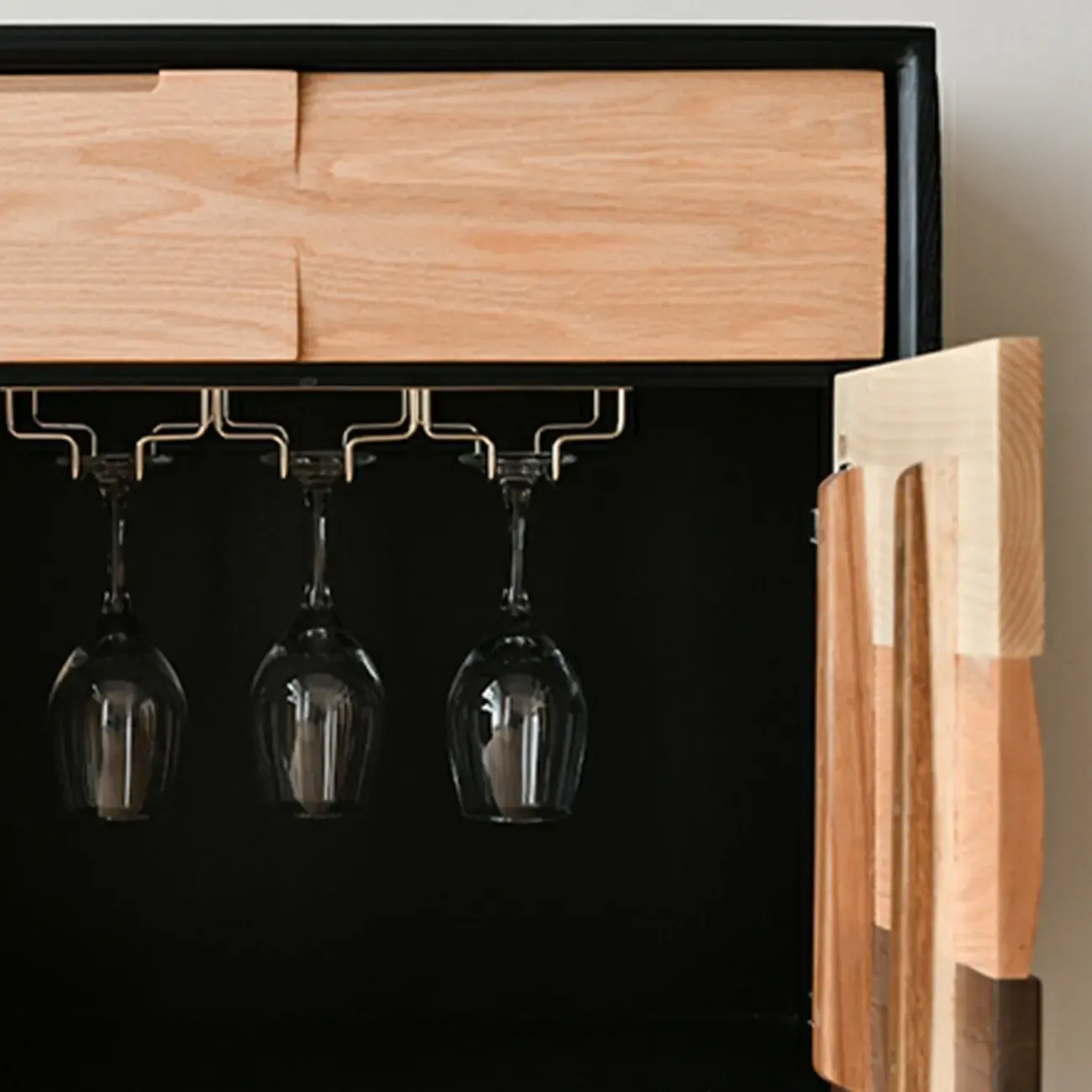 Modern Multi-Tone Wooden Sideboard with Storage & Cabinet  Image - 9