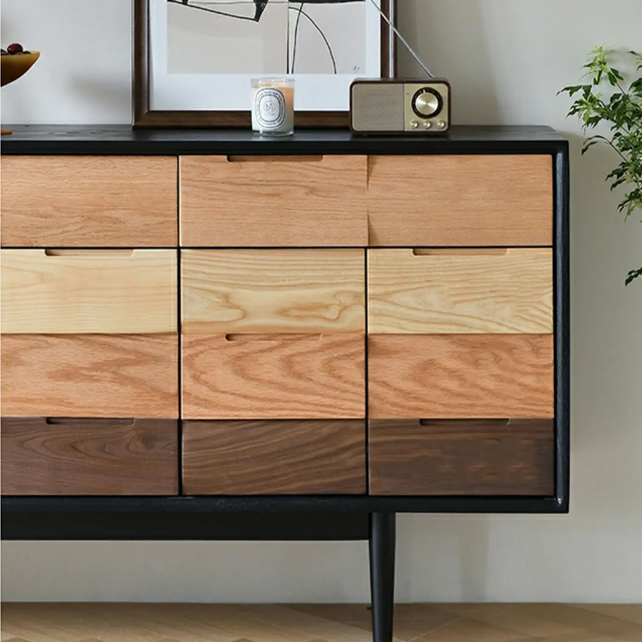 Modern Multi-Tone Wooden Sideboard with Storage & Cabinet  Image - 10 | homeyfad