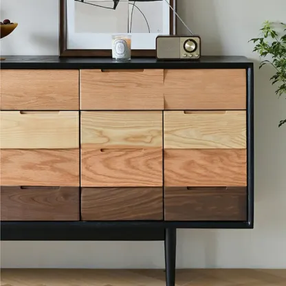 Modern Multi-Tone Wooden Sideboard with Storage & Cabinet  Image - 10