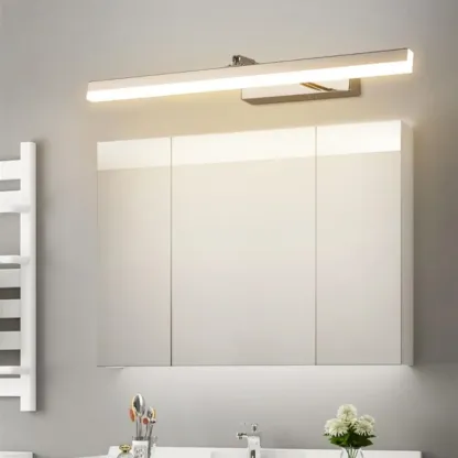 Modern Metal Silver LED Vanity Light with Acrylic Front for Living room Image - 6