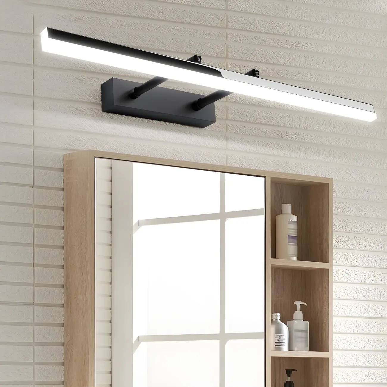 Modern Metal Silver LED Vanity Light with Acrylic Front for Living room Image - 10