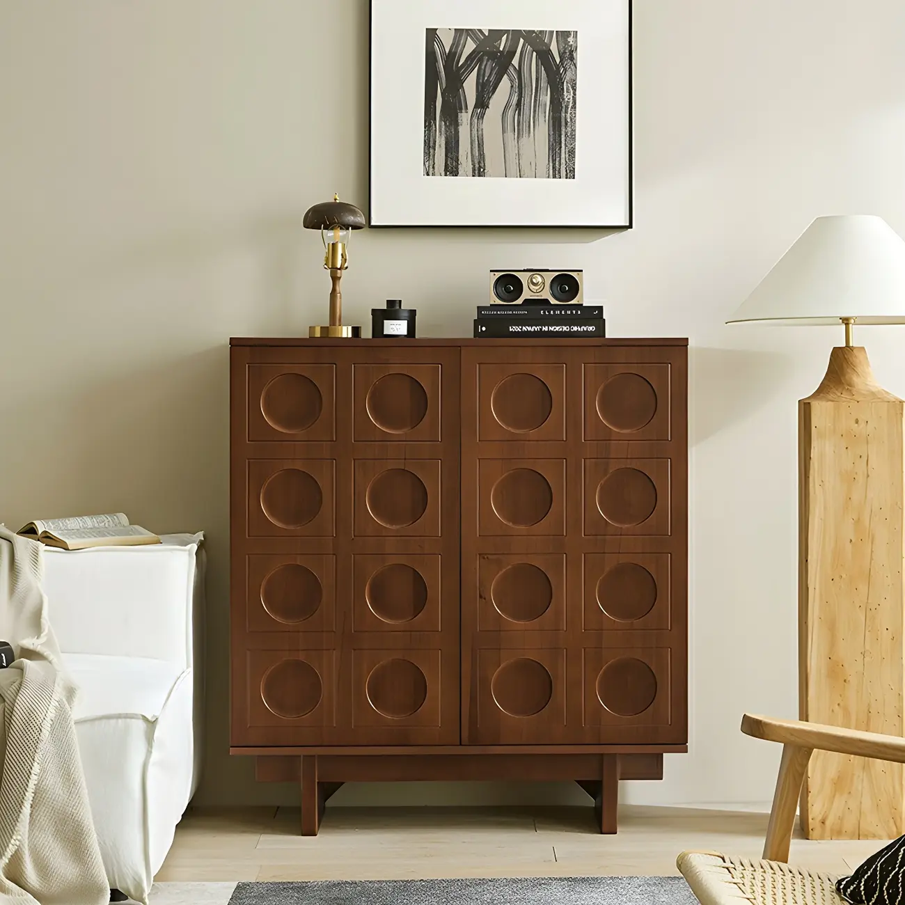 Modern Brown Sideboard with Adjustable Shelves & Cabinets Image - 3 | homeyfad