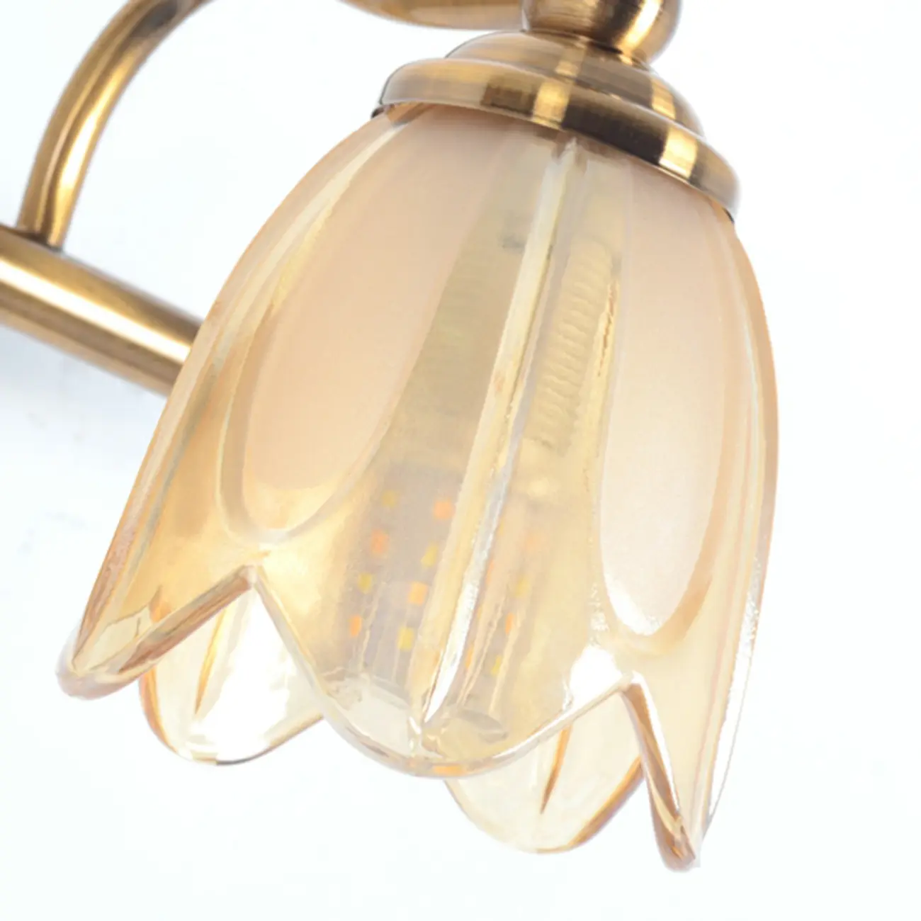 Contemporary Metal Vanity Light with Floral Glass Shade for Bedroom Decor Image - 9 | homeyfad