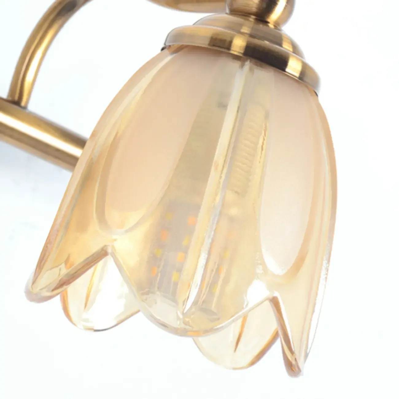 Contemporary Metal Vanity Light with Floral Glass Shade for Bedroom Decor Image - 9