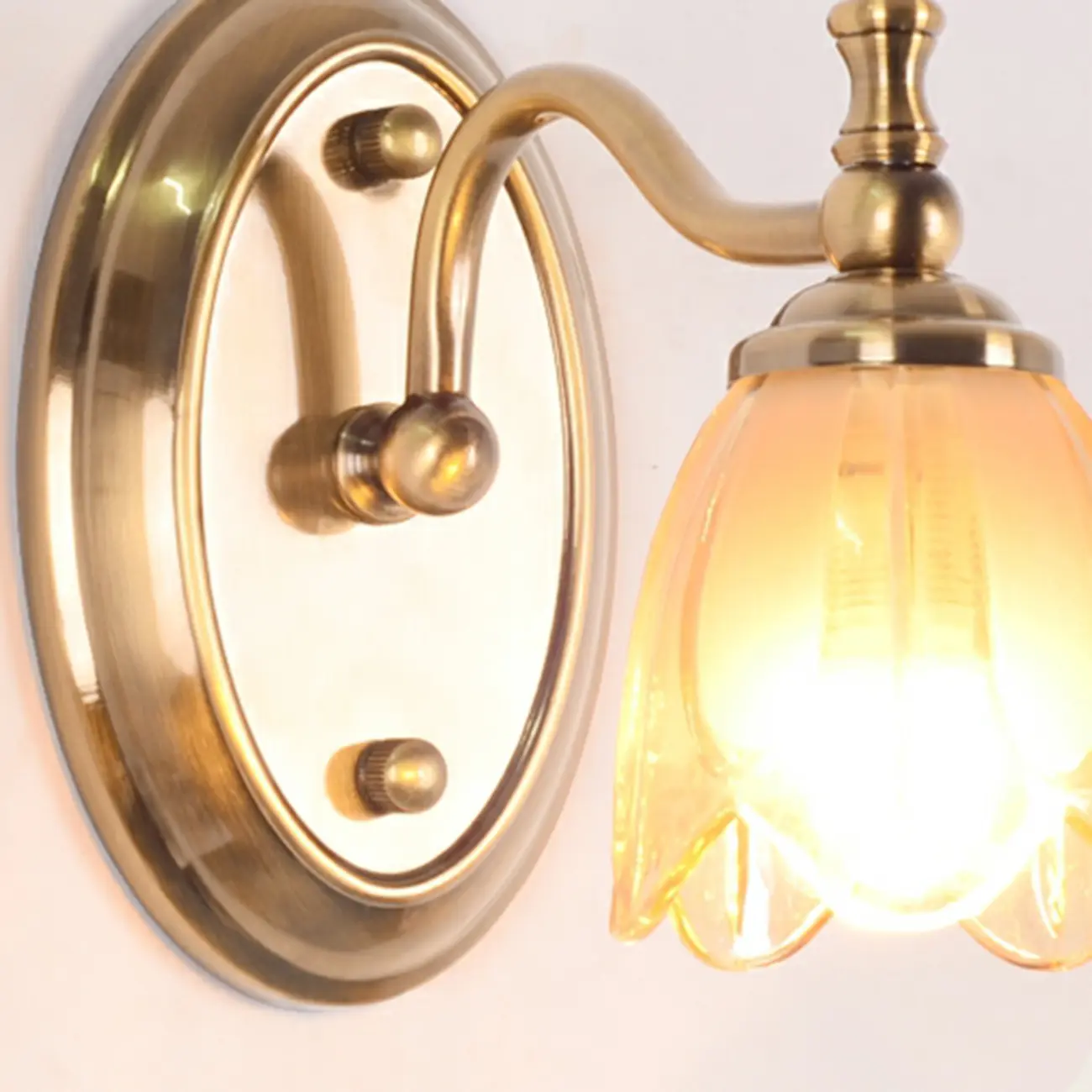 Contemporary Metal Vanity Light with Floral Glass Shade for Bedroom Decor Image - 11 | homeyfad