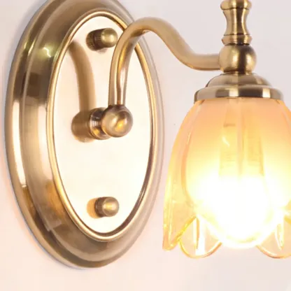 Contemporary Metal Vanity Light with Floral Glass Shade for Bedroom Decor Image - 11
