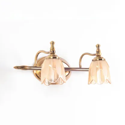 Contemporary Metal Vanity Light with Floral Glass Shade for Bedroom Decor Image - 13