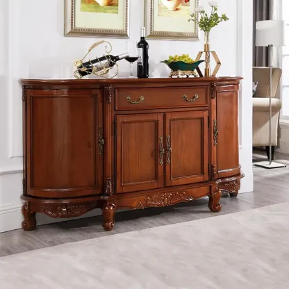 Vintage Brown Wooden Sideboard with Cabinets & Drawers  Image - 4