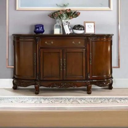 Vintage Brown Wooden Sideboard with Cabinets & Drawers  Image - 6