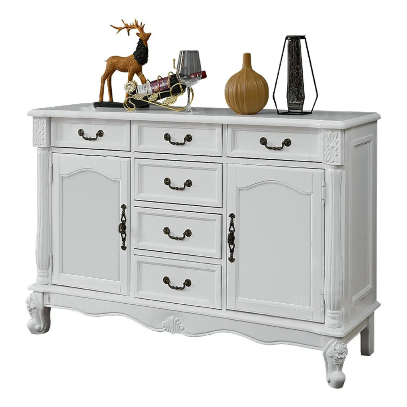 Vintage Brown Wooden Sideboard with Cabinets & Drawers  Image - 10 | homeyfad