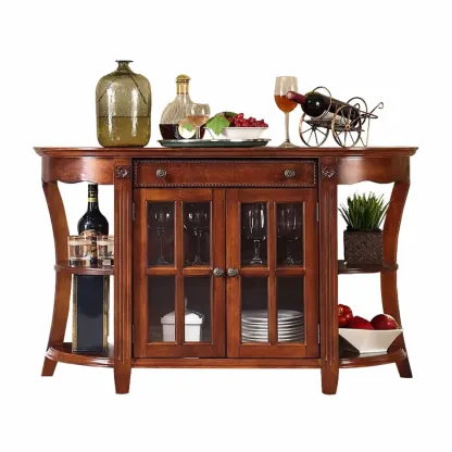 Vintage Brown Wooden Sideboard with Cabinets & Drawers  Image - 23