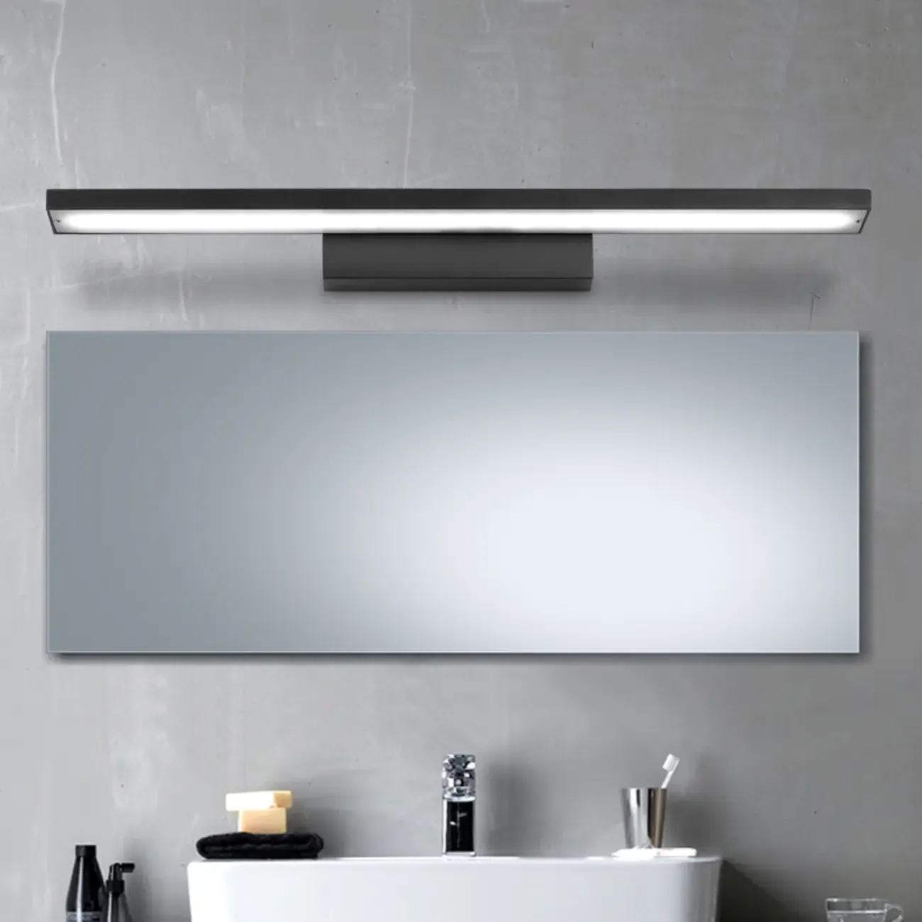 Modern LED Black Rectangle Vanity Light for Bathroom Mirror Image - 1