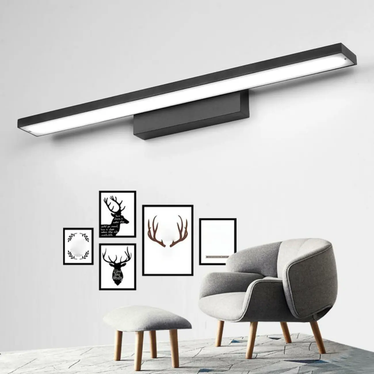 Modern LED Black Rectangle Vanity Light for Bathroom Mirror Image - 2 | homeyfad