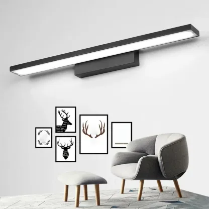 Modern LED Black Rectangle Vanity Light for Bathroom Mirror Image - 2