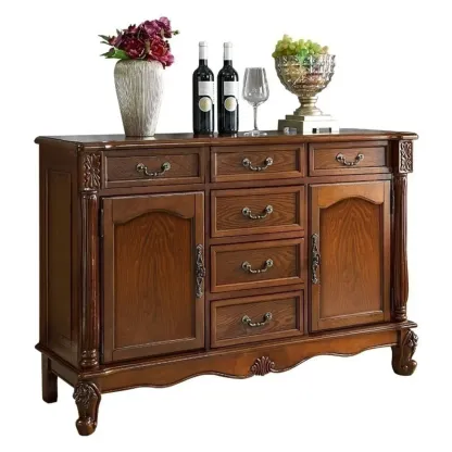 Vintage Brown Wooden Sideboard with Cabinets & Drawers  Image - 24