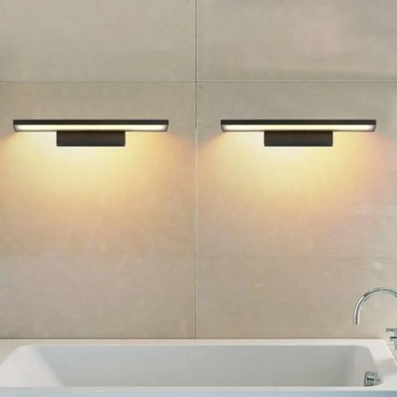 Modern LED Black Rectangle Vanity Light for Bathroom Mirror Image - 3