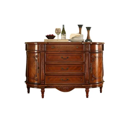 Vintage Brown Wooden Sideboard with Cabinets & Drawers  Image - 27