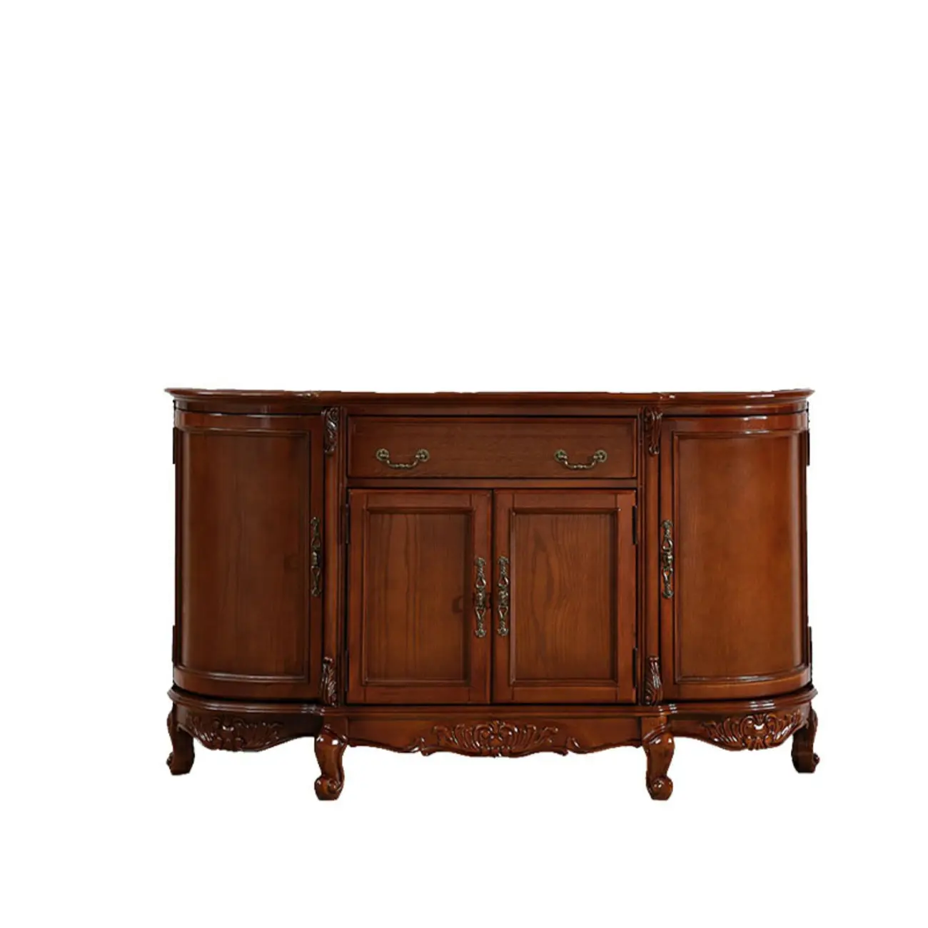 Vintage Brown Wooden Sideboard with Cabinets & Drawers  Image - 29 | homeyfad