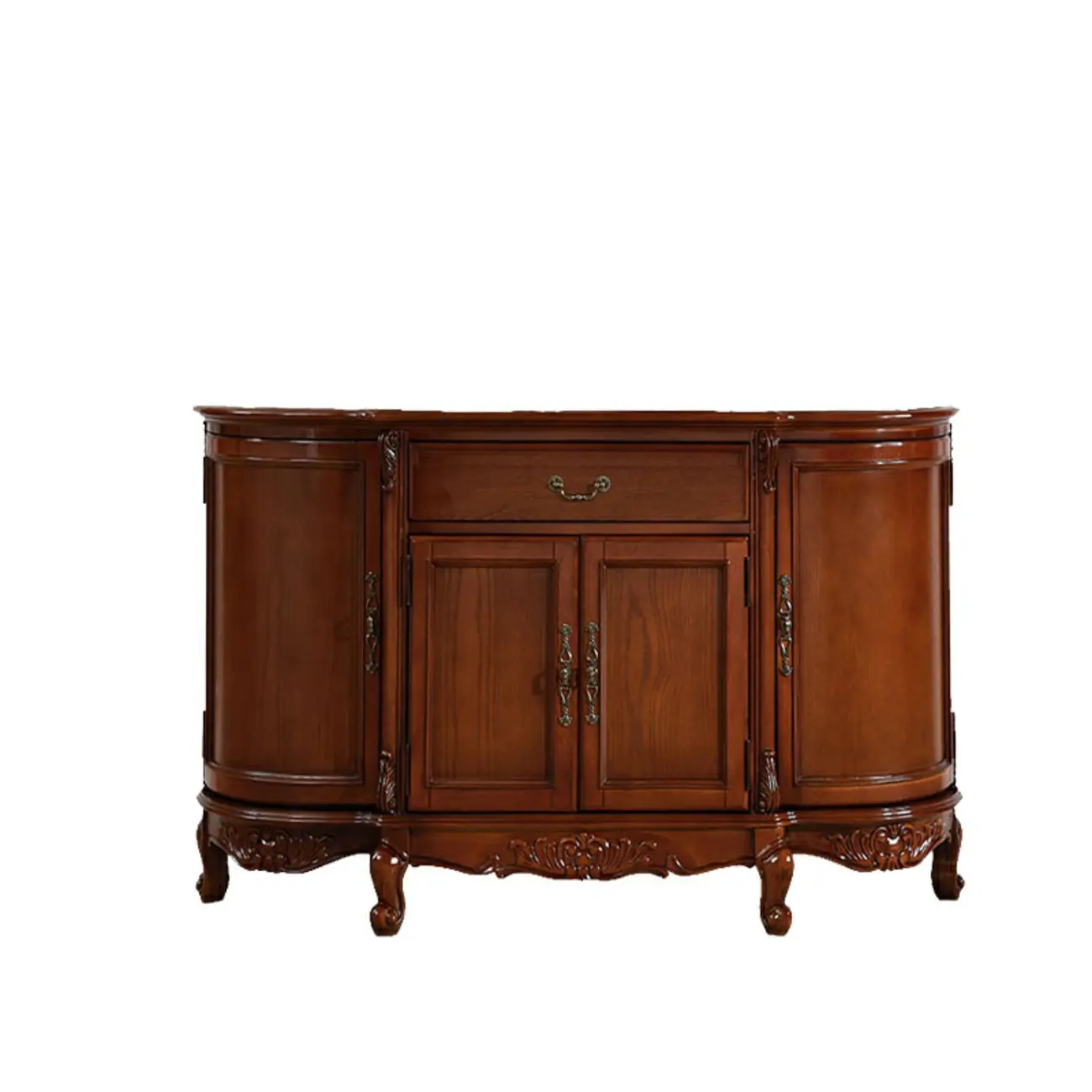 Vintage Brown Wooden Sideboard with Cabinets & Drawers  Image - 31 | homeyfad