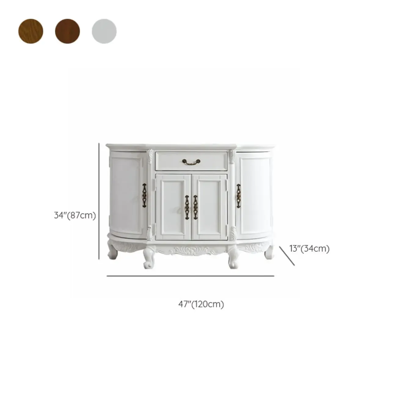 Vintage Brown Wooden Sideboard with Cabinets & Drawers  #size