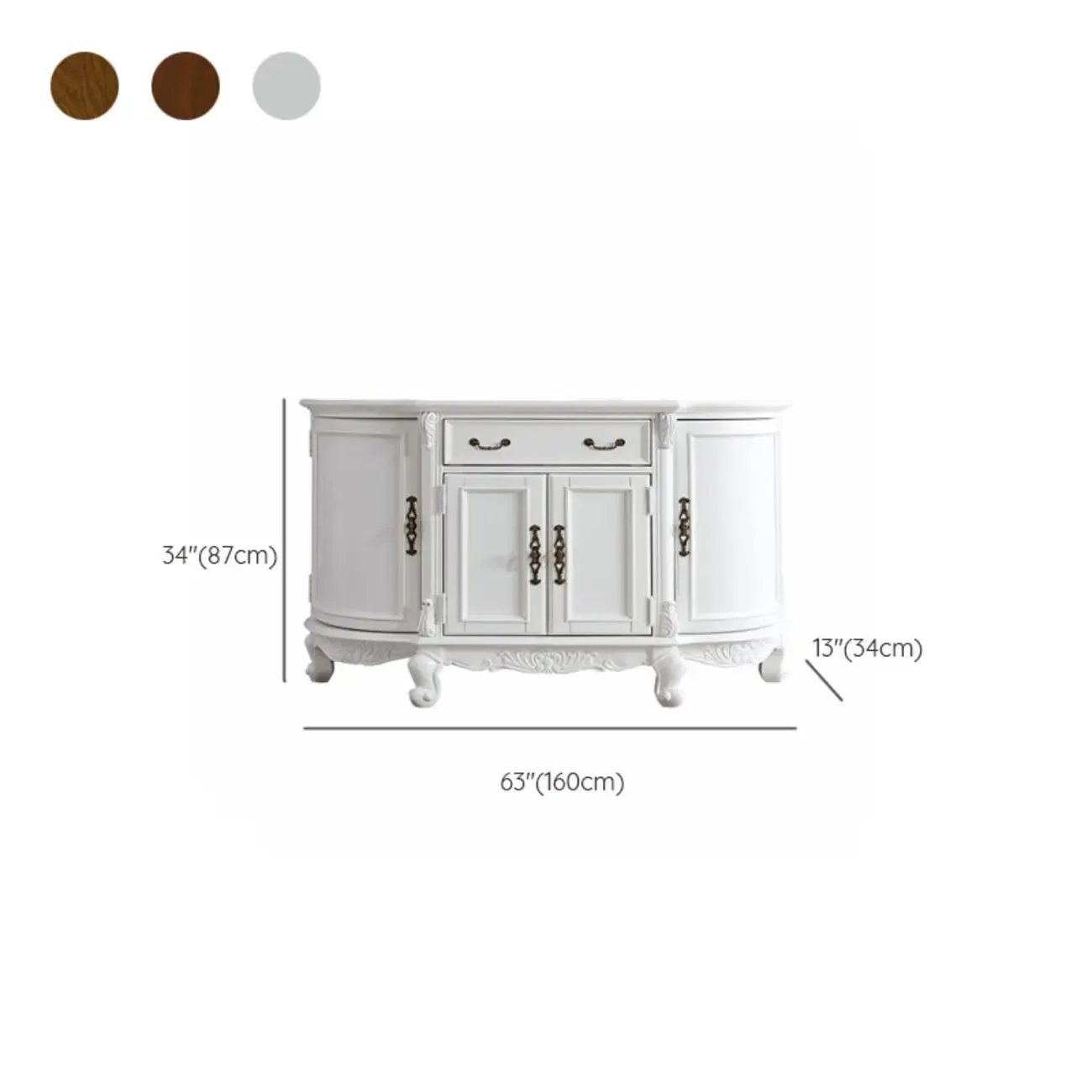 Vintage Brown Wooden Sideboard with Cabinets & Drawers  Image - 35