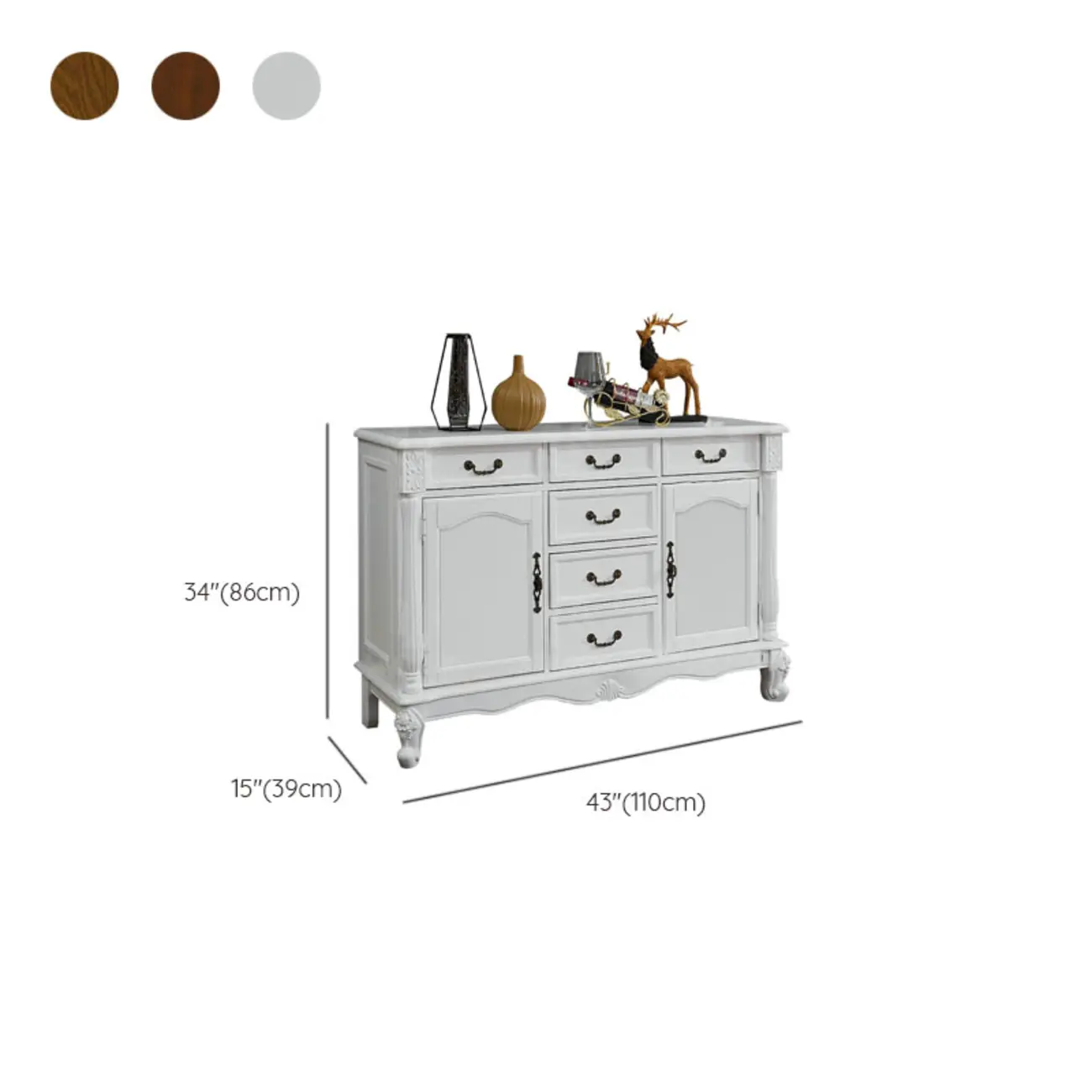 Vintage Brown Wooden Sideboard with Cabinets & Drawers  Image - 37 | homeyfad