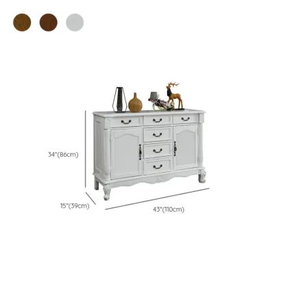 Vintage Brown Wooden Sideboard with Cabinets & Drawers  Image - 37