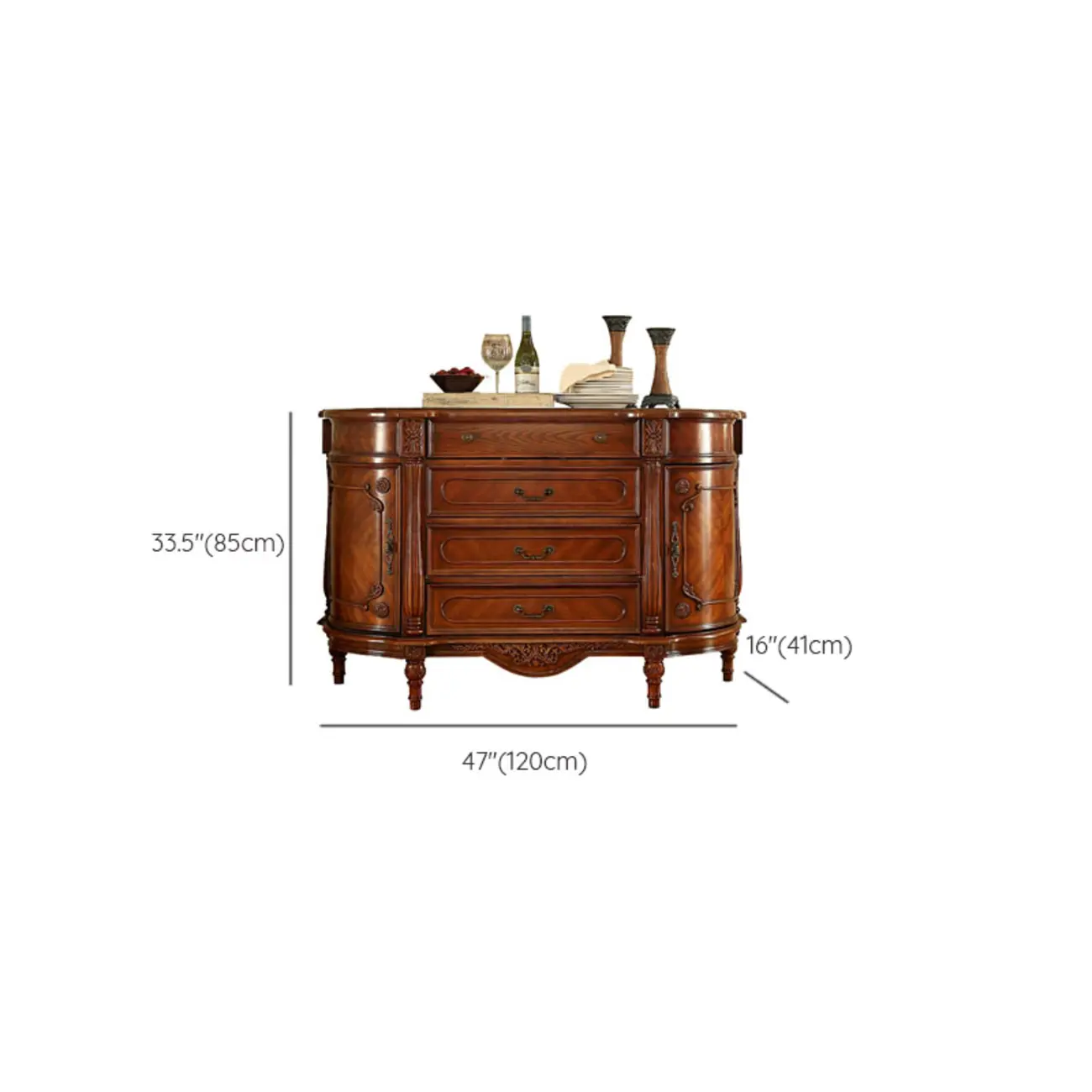 Vintage Brown Wooden Sideboard with Cabinets & Drawers  Image - 39 | homeyfad