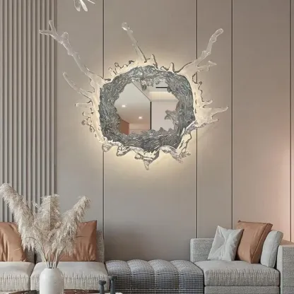 Designer Silver Resin Water Spray Wall Lamp for Home Decor Image - 1