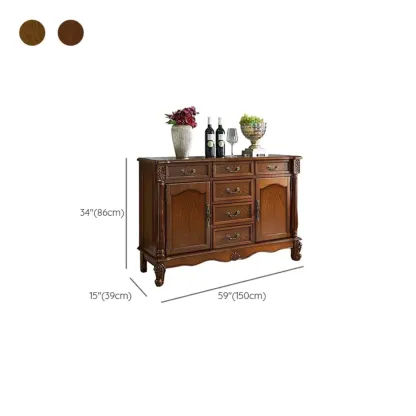 Vintage Brown Wooden Sideboard with Cabinets & Drawers  Image - 41