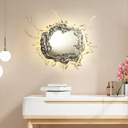 Designer Silver Resin Water Spray Wall Lamp for Home Decor Image - 3