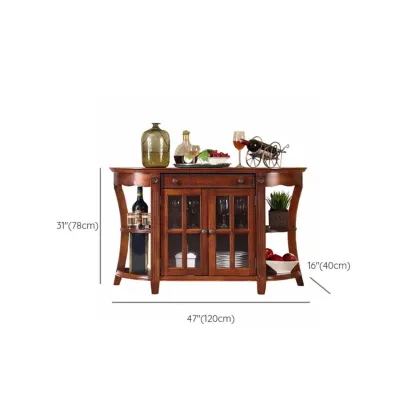 Vintage Brown Wooden Sideboard with Cabinets & Drawers  Image - 43