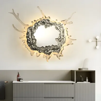 Designer Silver Resin Water Spray Wall Lamp for Home Decor Image - 4