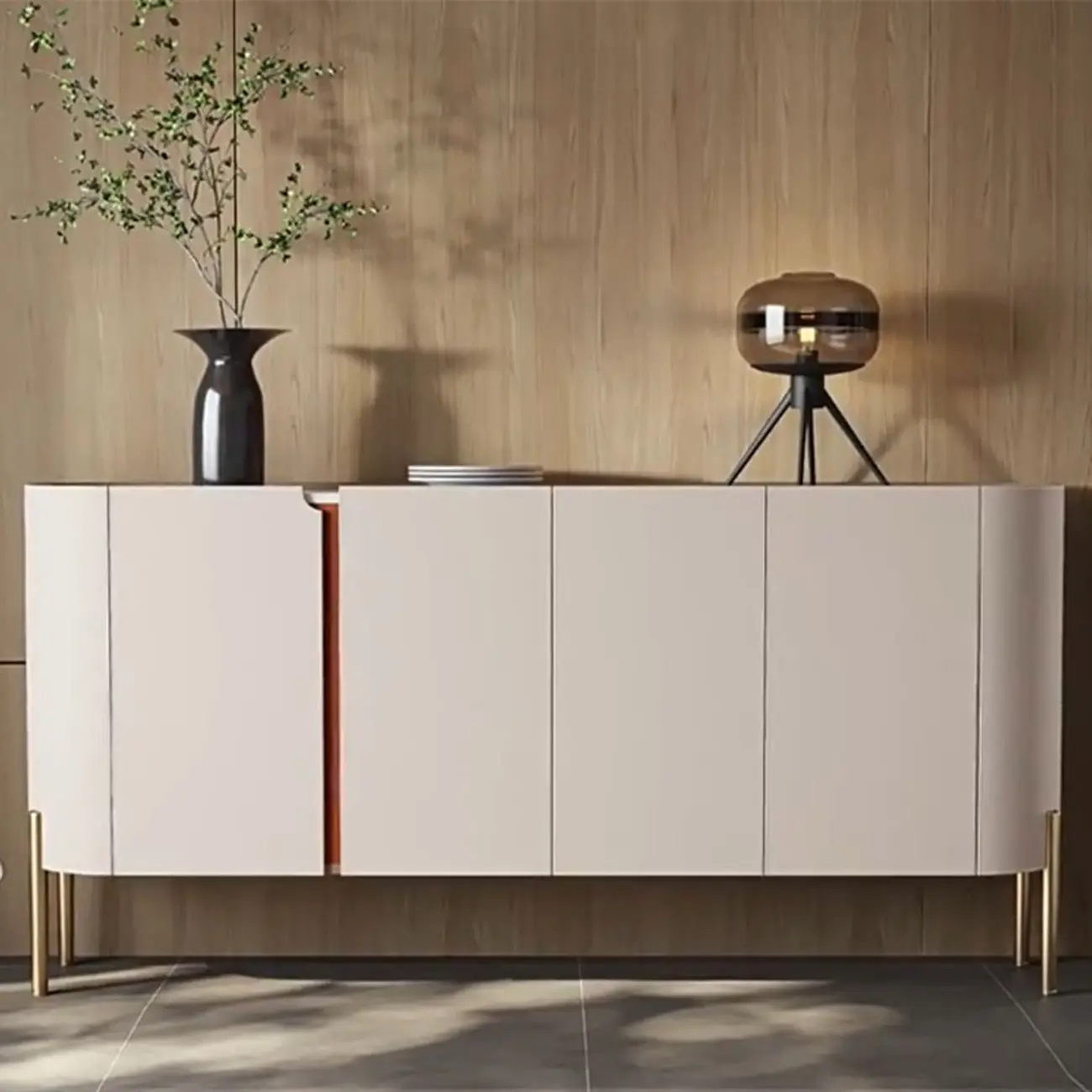 Glam Off-White Wooden Sideboard with Cabinets Image - 1 | homeyfad