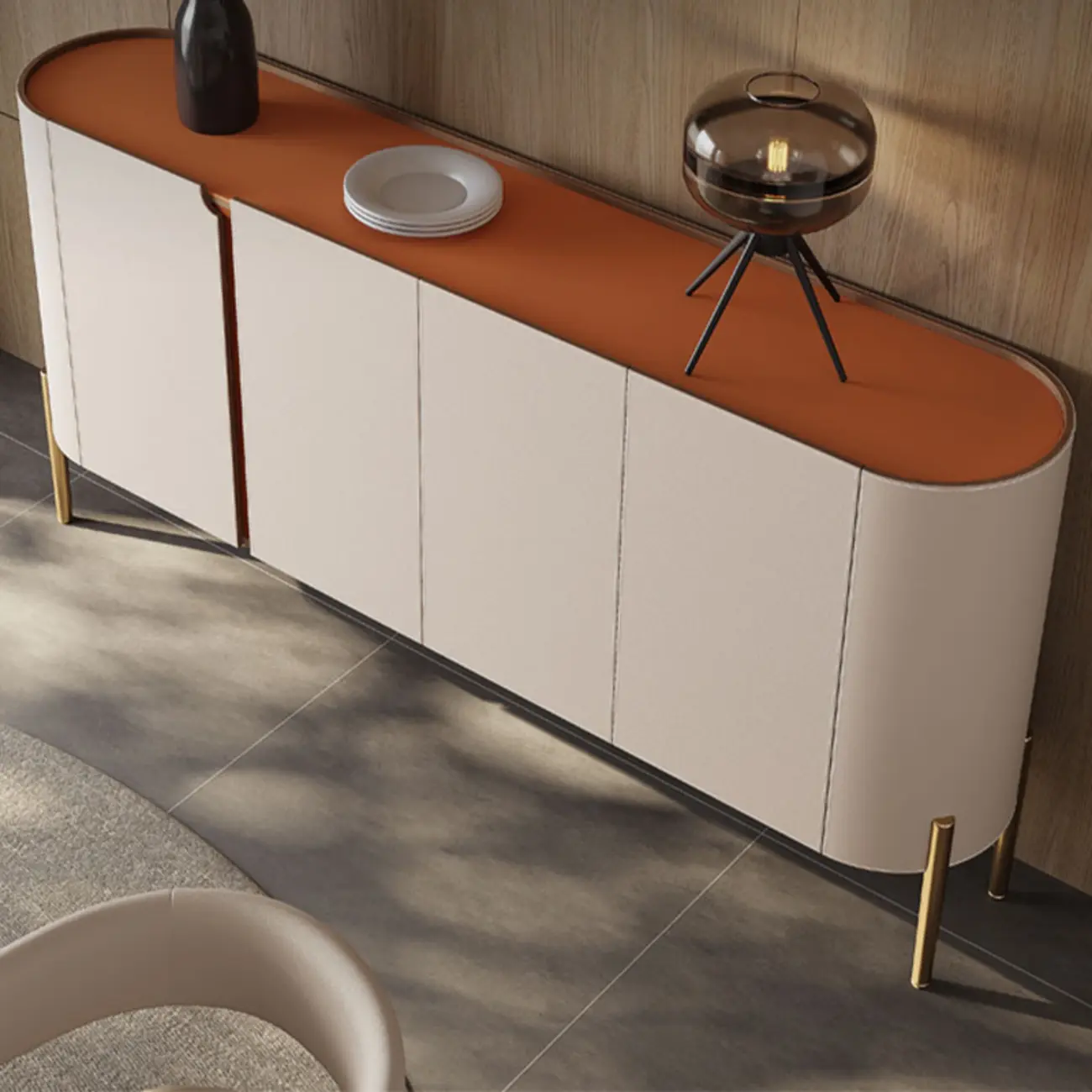 Glam Off-White Wooden Sideboard with Cabinets Image - 2 | homeyfad