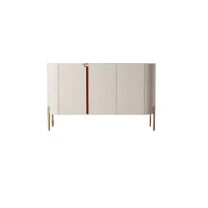 Glam Off-White Wooden Sideboard with Cabinets Image - 3