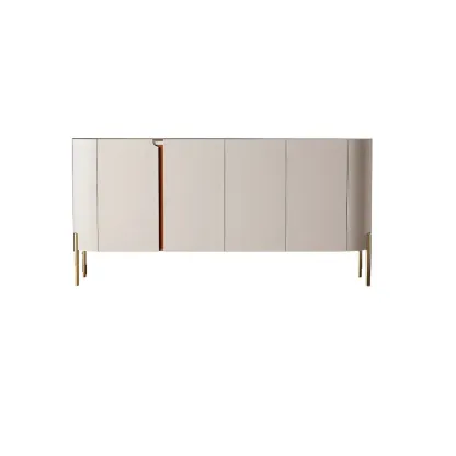 Glam Off-White Wooden Sideboard with Cabinets Image - 4