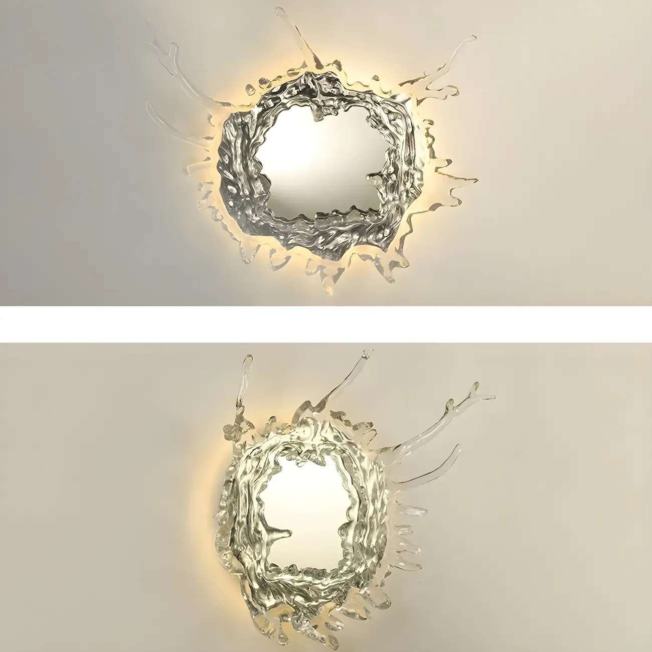 Designer Silver Resin Water Spray Wall Lamp for Home Decor Image - 10