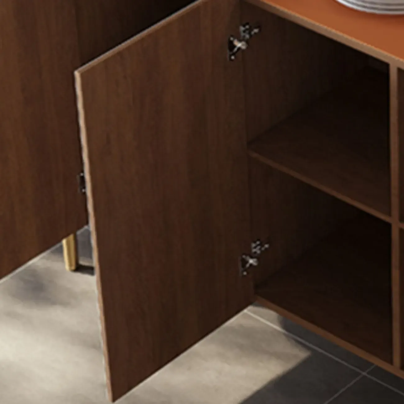 Glam Off-White Wooden Sideboard with Cabinets Image - 9