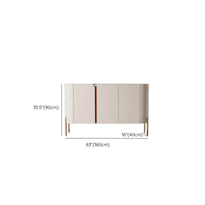 Glam Off-White Wooden Sideboard with Cabinets Image - 12