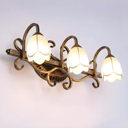 Romantic Brass 3 Head Floral Wall Lamp for Bedroom Decor Image - 5