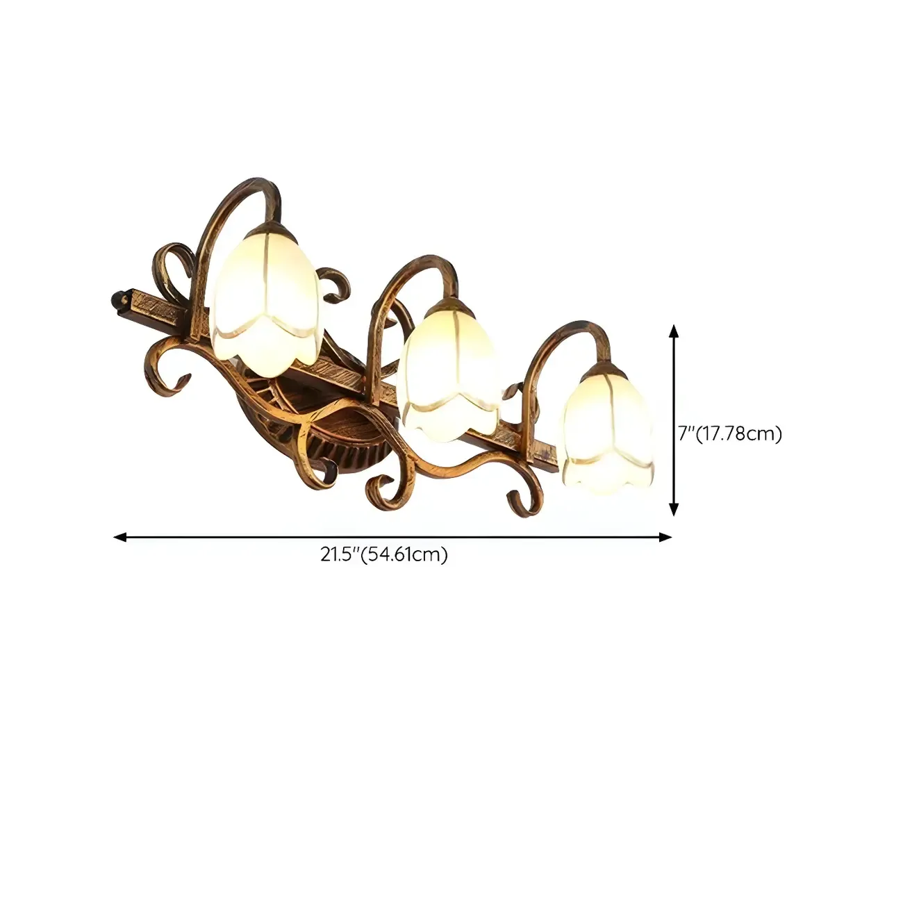 Romantic Brass 3 Head Floral Wall Lamp for Bedroom Decor Image - 8