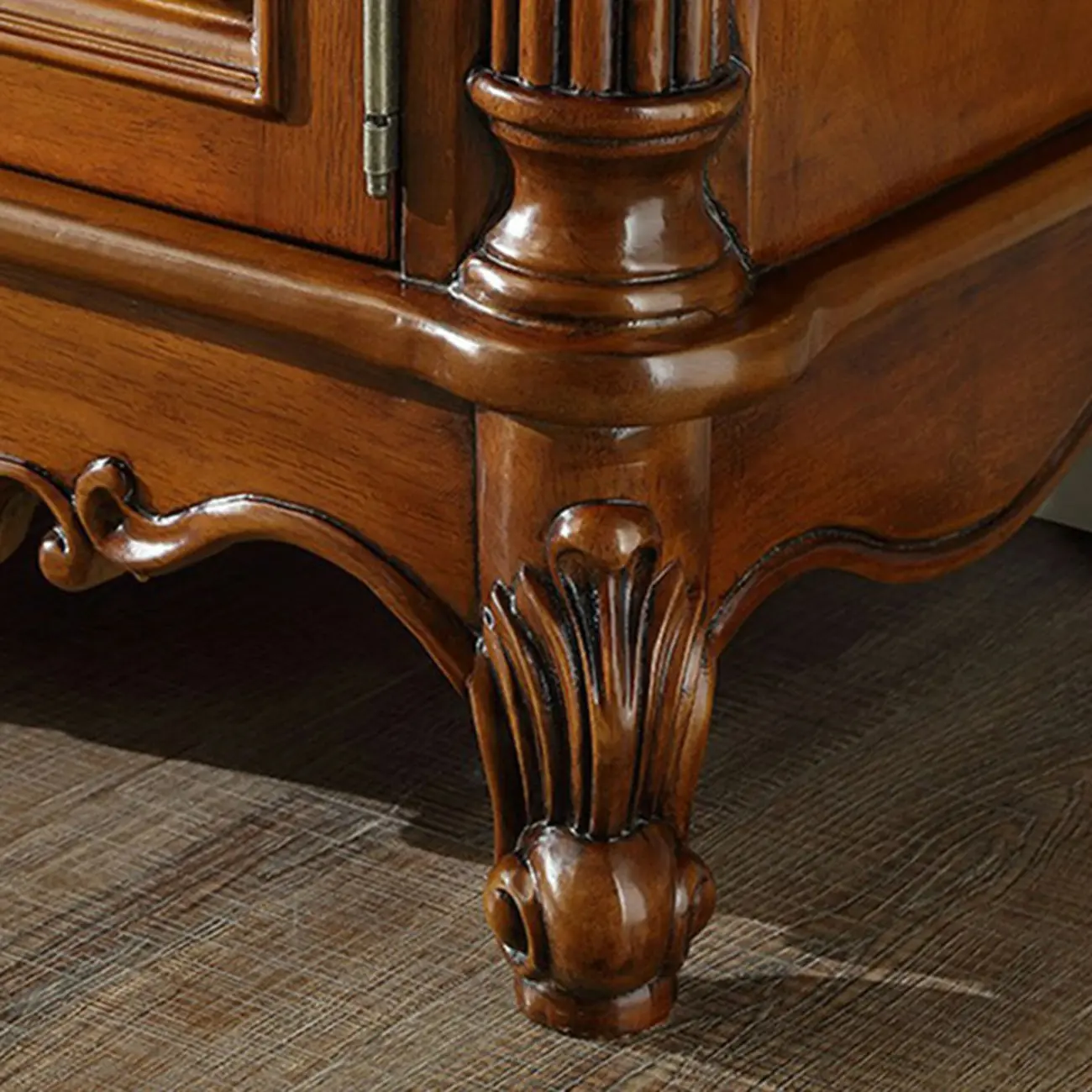 Traditional Brown Rubberwood Sideboard with Drawers Image - 4 | homeyfad